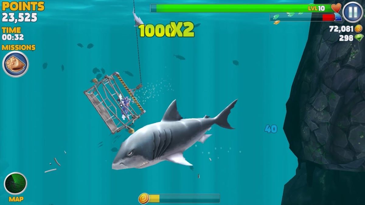 Gameplay of Hungry Shark Evolution Mod Apk